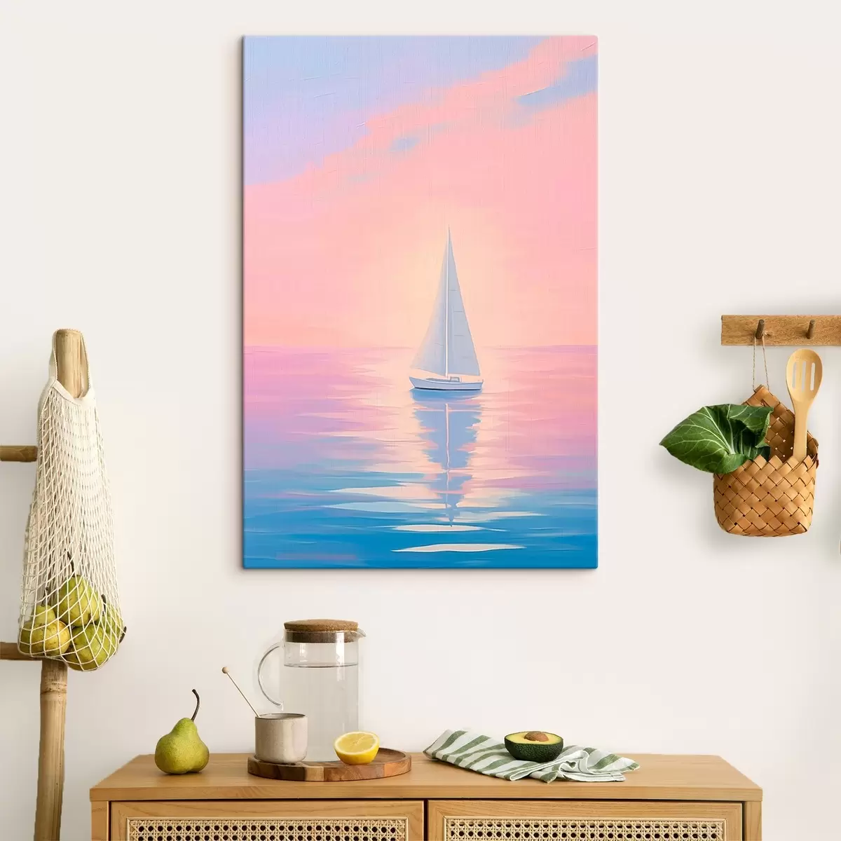 Tableau Voilier en mer au coucher du soleil s45428