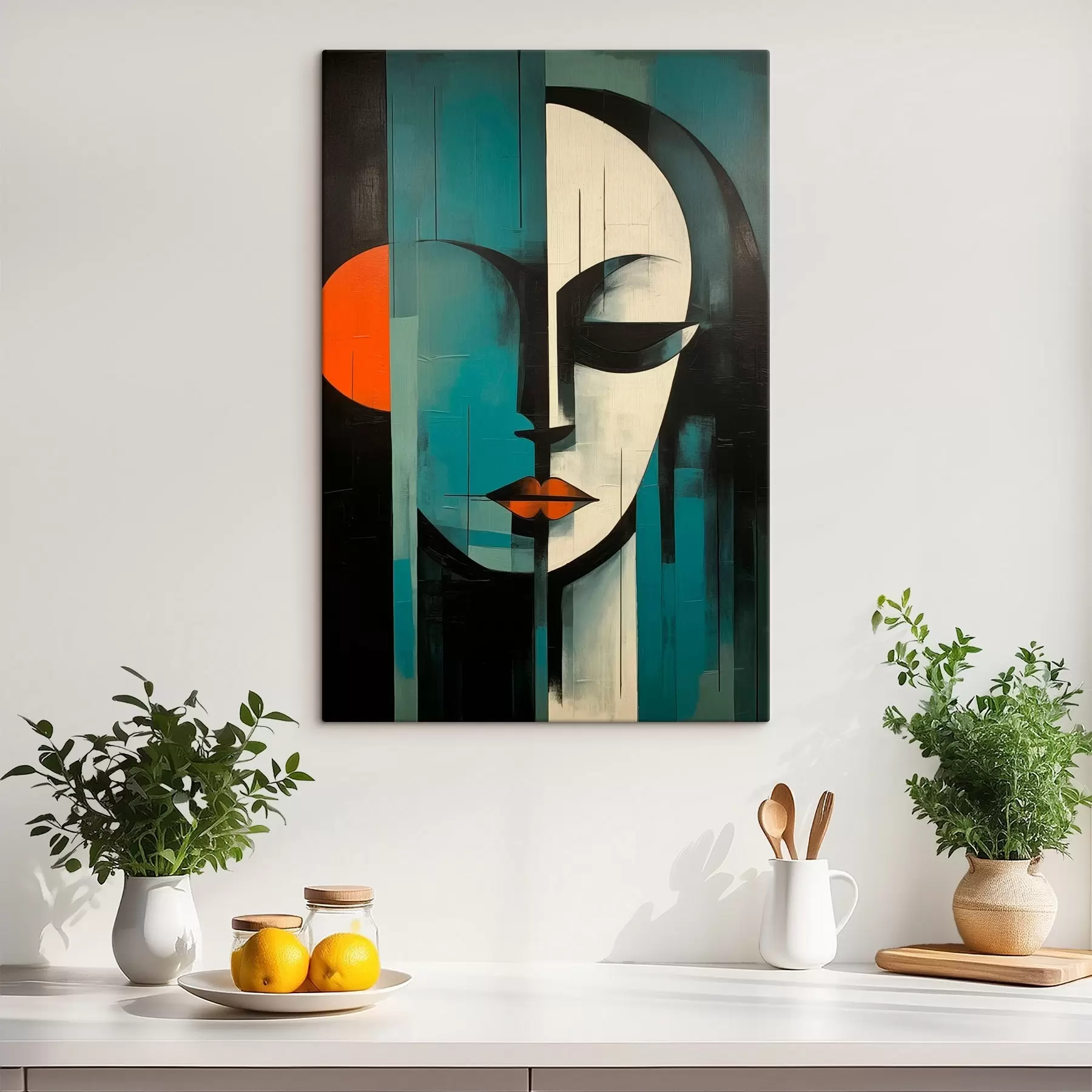 Tableau Portrait féminin abstrait s45437