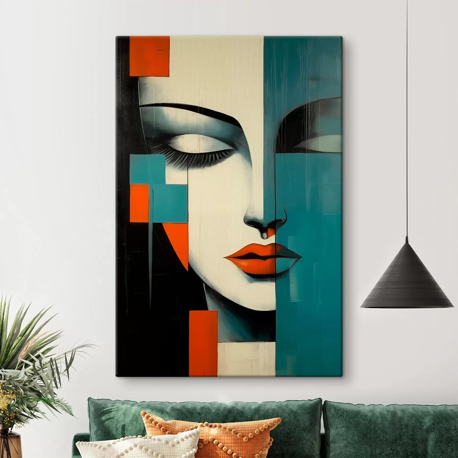 Tableau Portrait féminin abstrait s45438