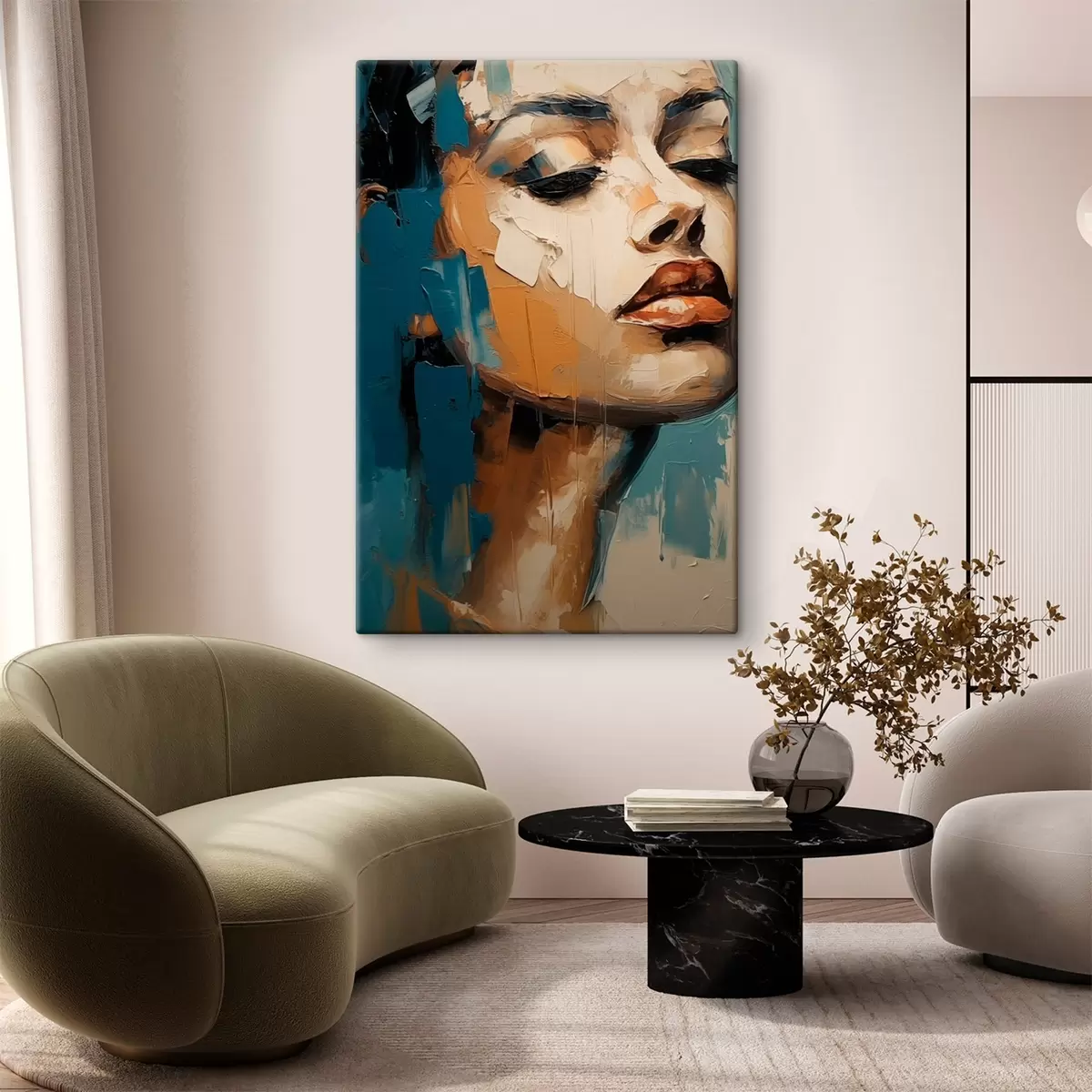 Tableau Portrait d'une femme aux yeux fermés s45439