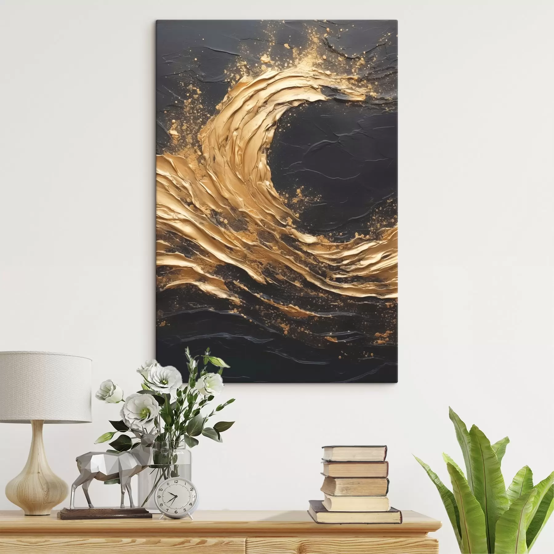 Tableau Vague abstraite dans les tons orange s45441