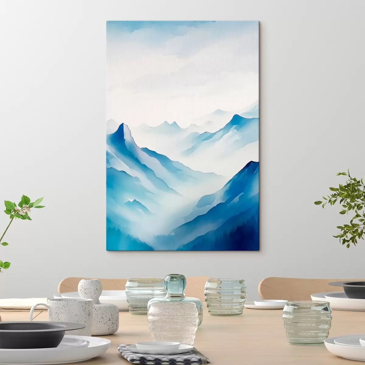 Tableau Chaînes de montagnes dans le brouillard Géométrie s45445