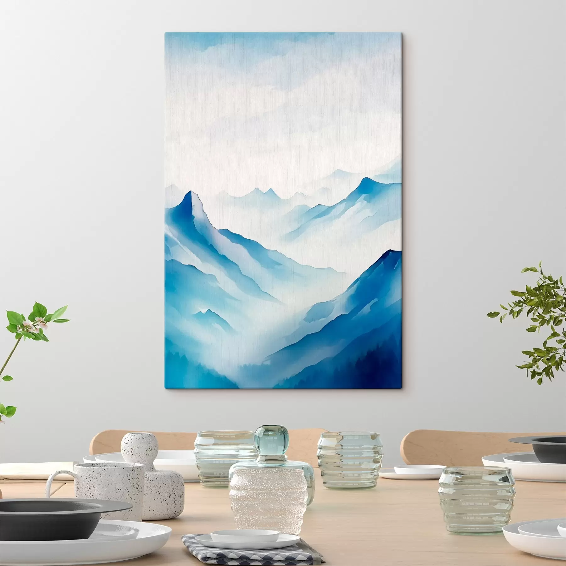 Tableau Chaînes de montagnes dans le brouillard Géométrie s45445