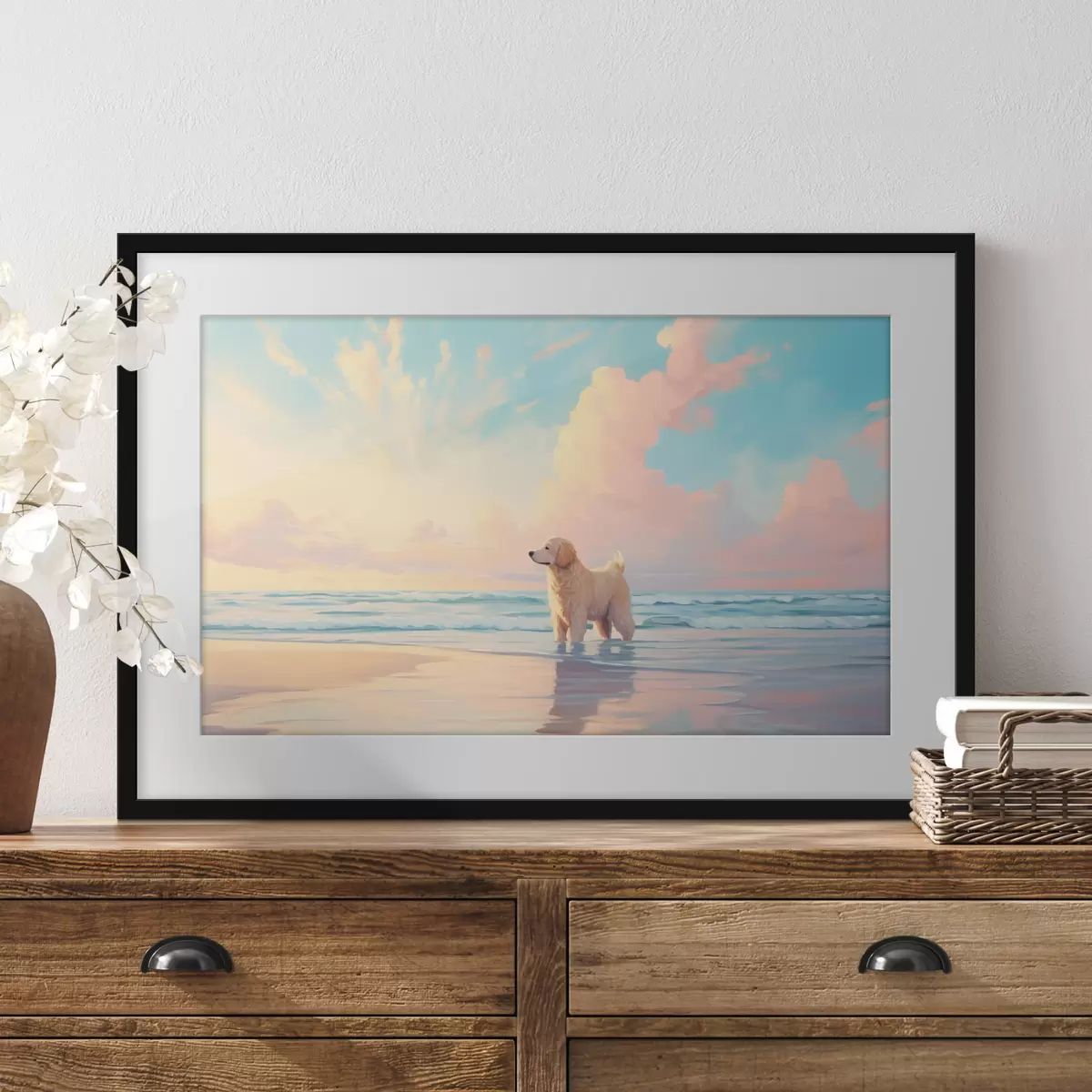 Poster Retriever au bord de la mer f45425