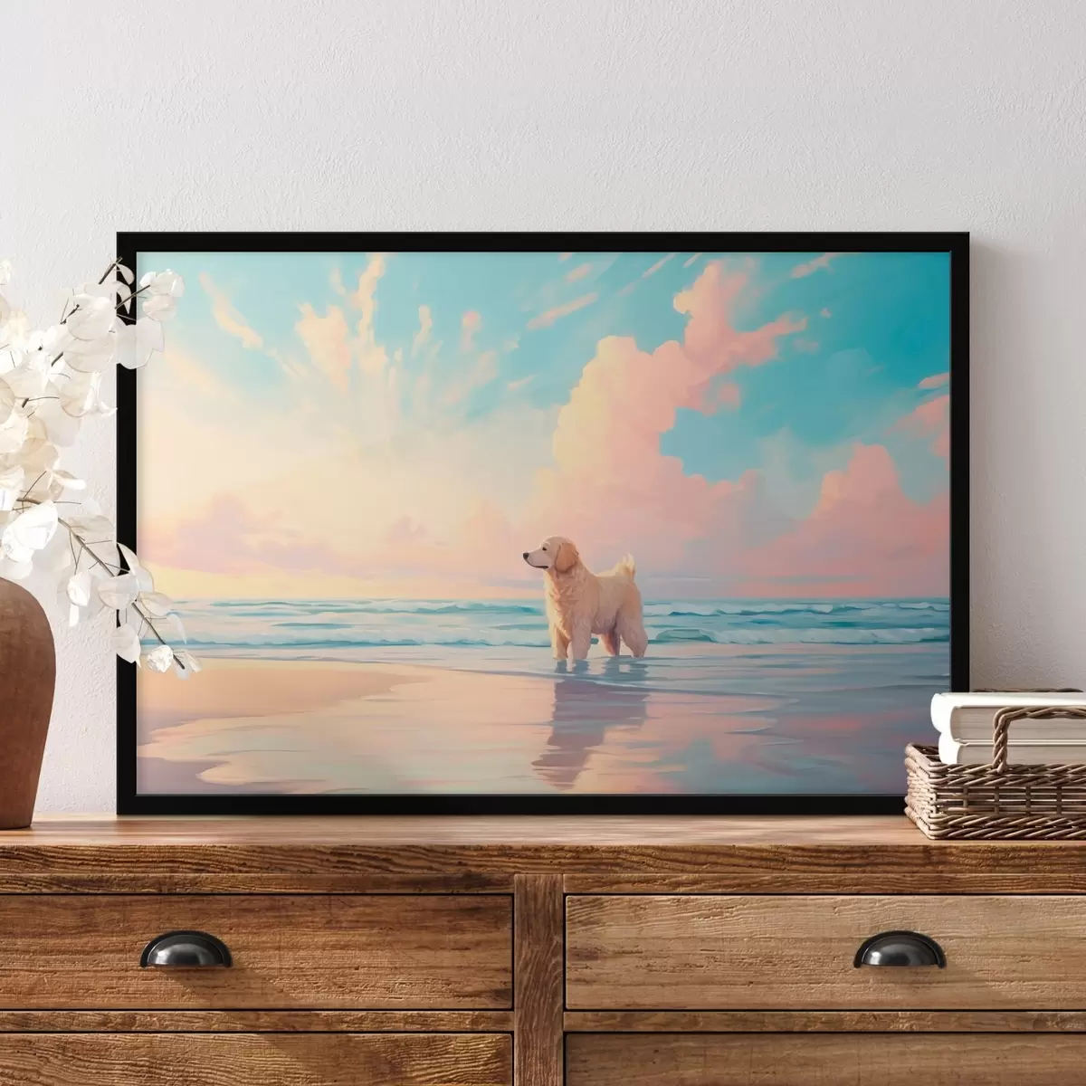 Poster Retriever au bord de la mer f45425