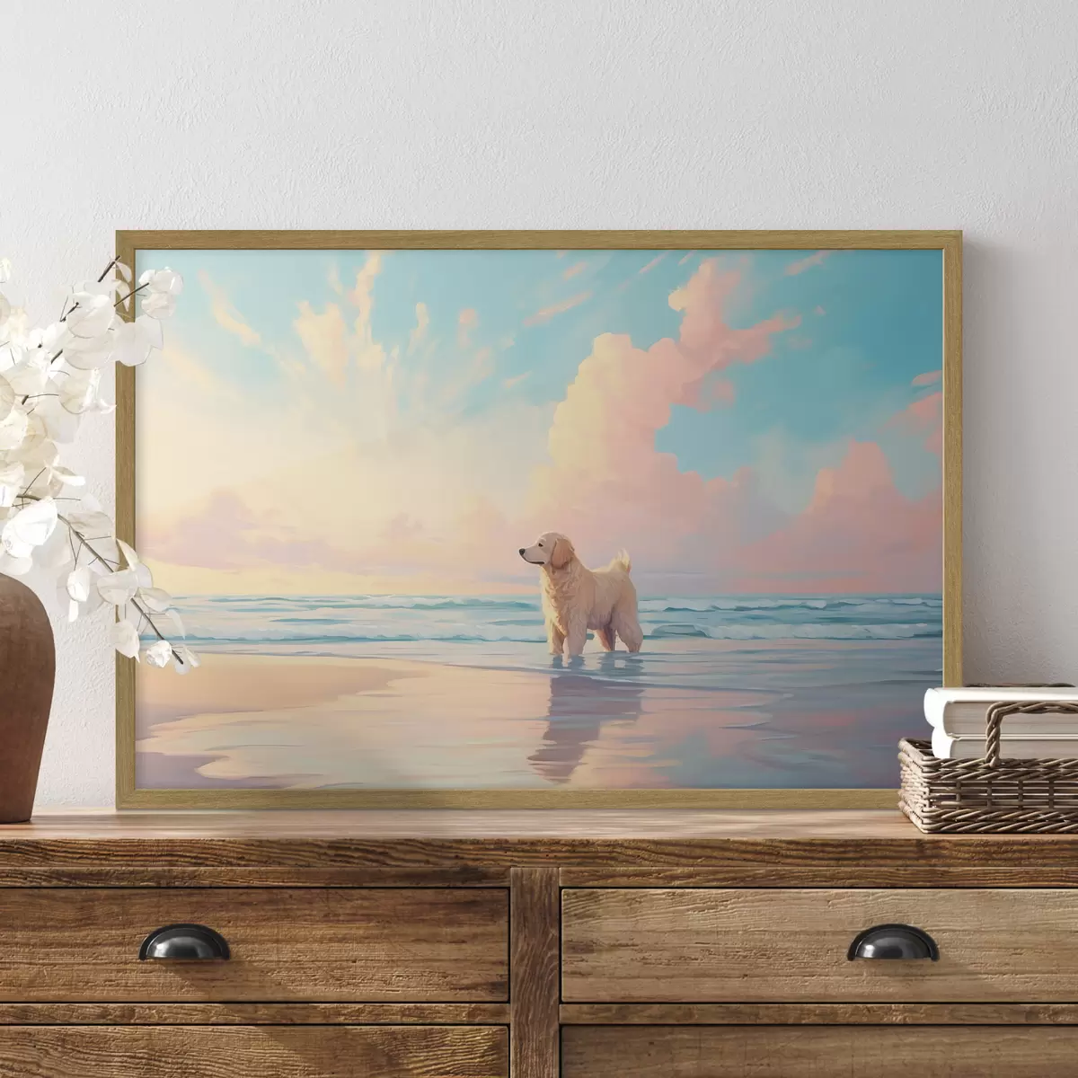 Poster Retriever au bord de la mer f45425
