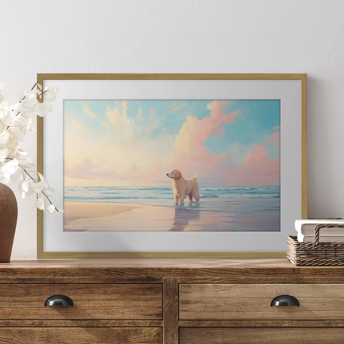 Poster Retriever au bord de la mer f45425