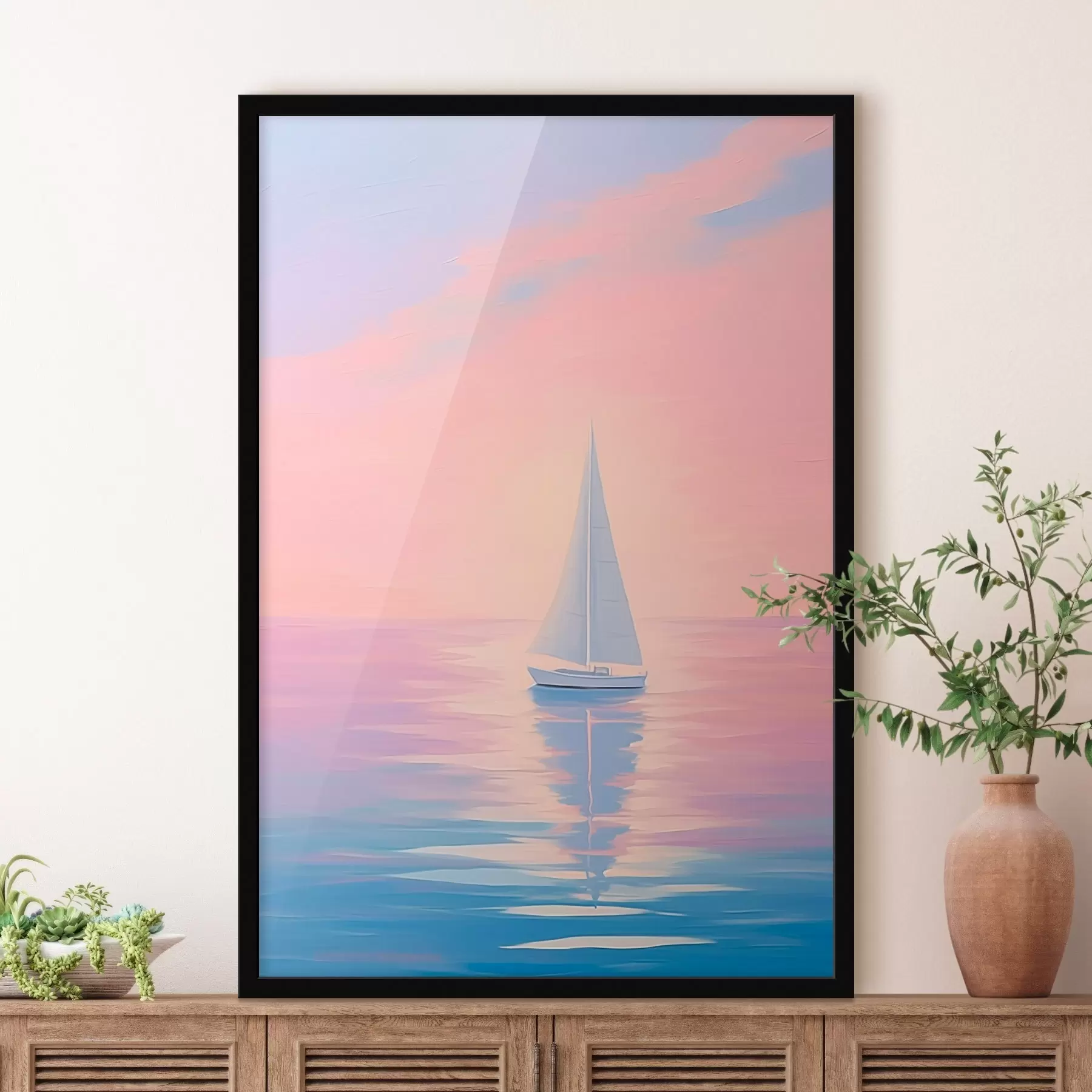 Papier peint Voilier en mer au coucher du soleil f45428