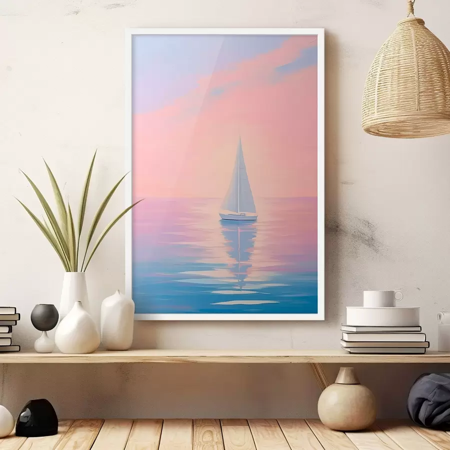 Papier peint Voilier en mer au coucher du soleil f45428