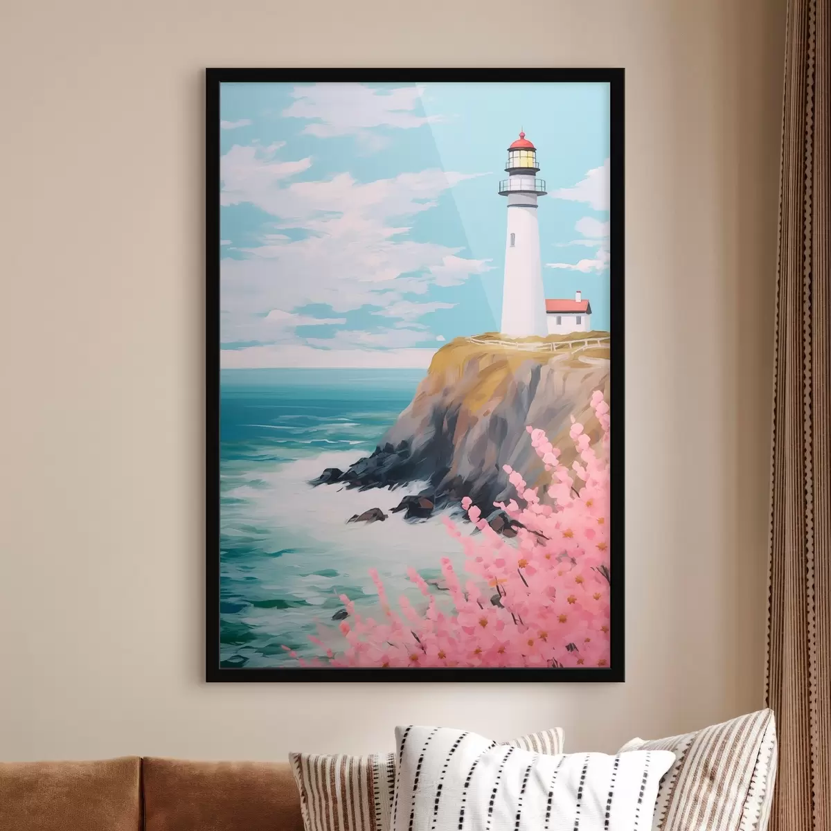 Poster Phare sur une falaise en bord de mer f45435