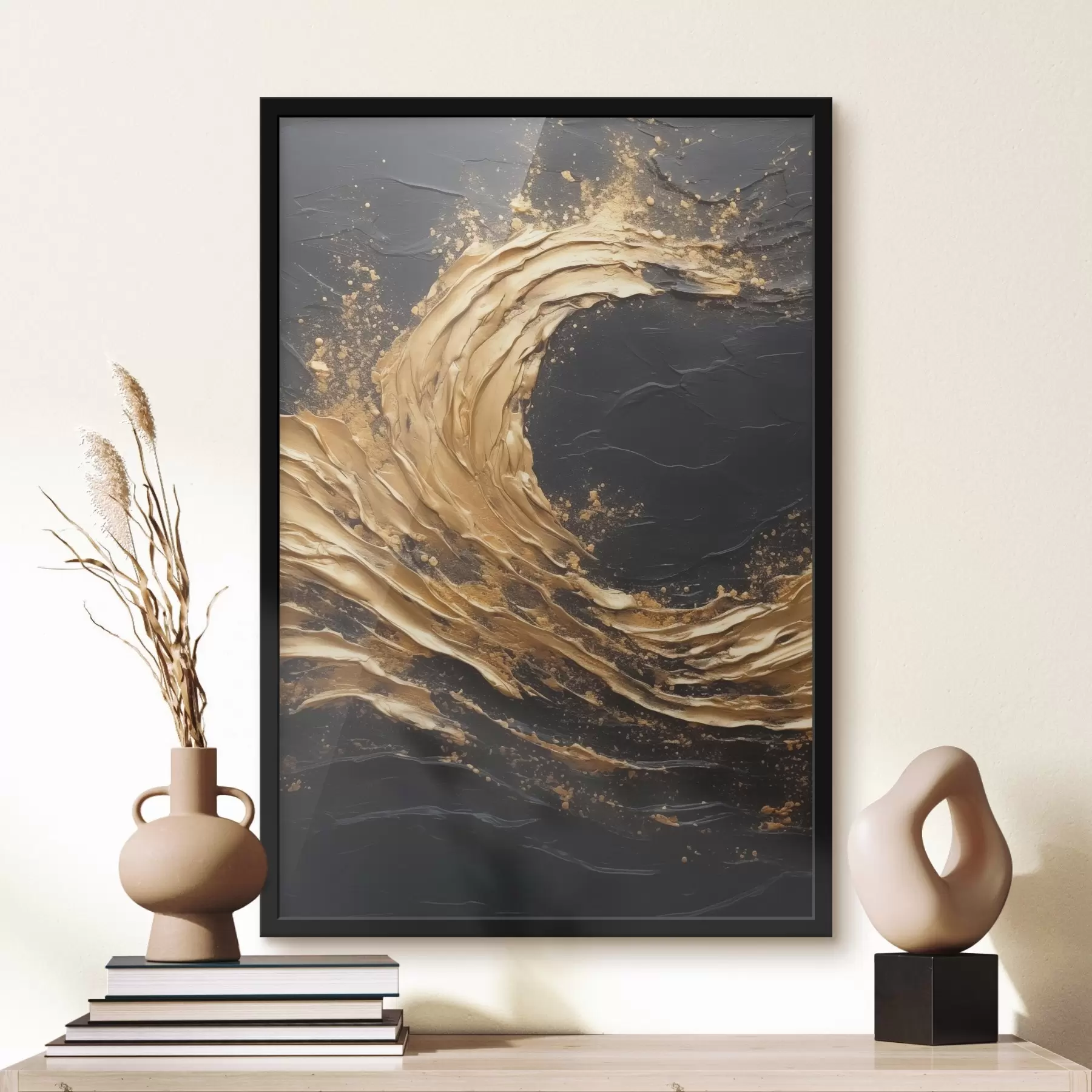 Papier peint Vague abstraite dans les tons orange f45441
