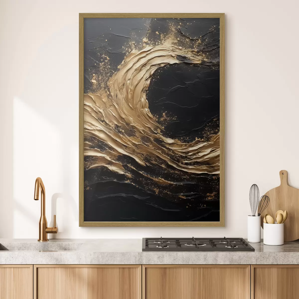 Poster Vague abstraite dans les tons orange f45441