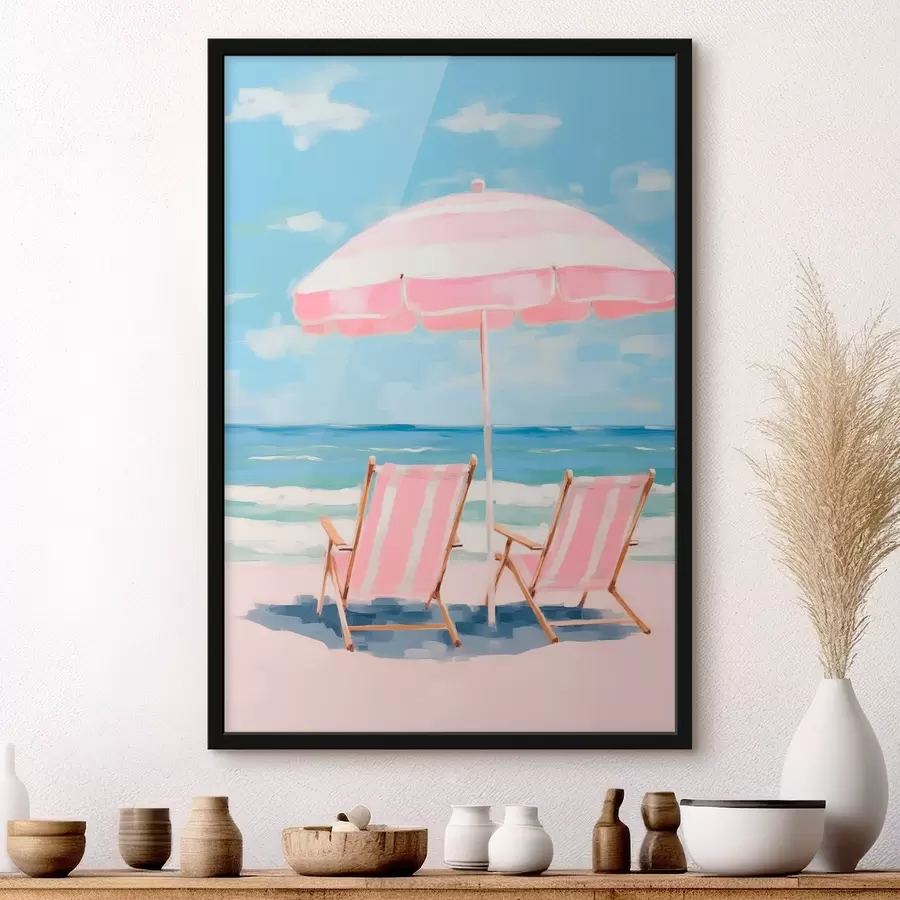 Papier peint Parasol et chaises longues sur la côte f45442