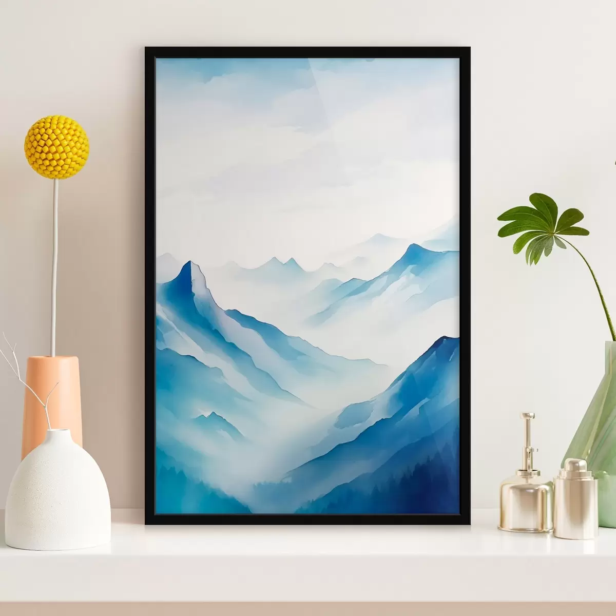Poster Chaînes de montagnes dans le brouillard Géométrie f45445