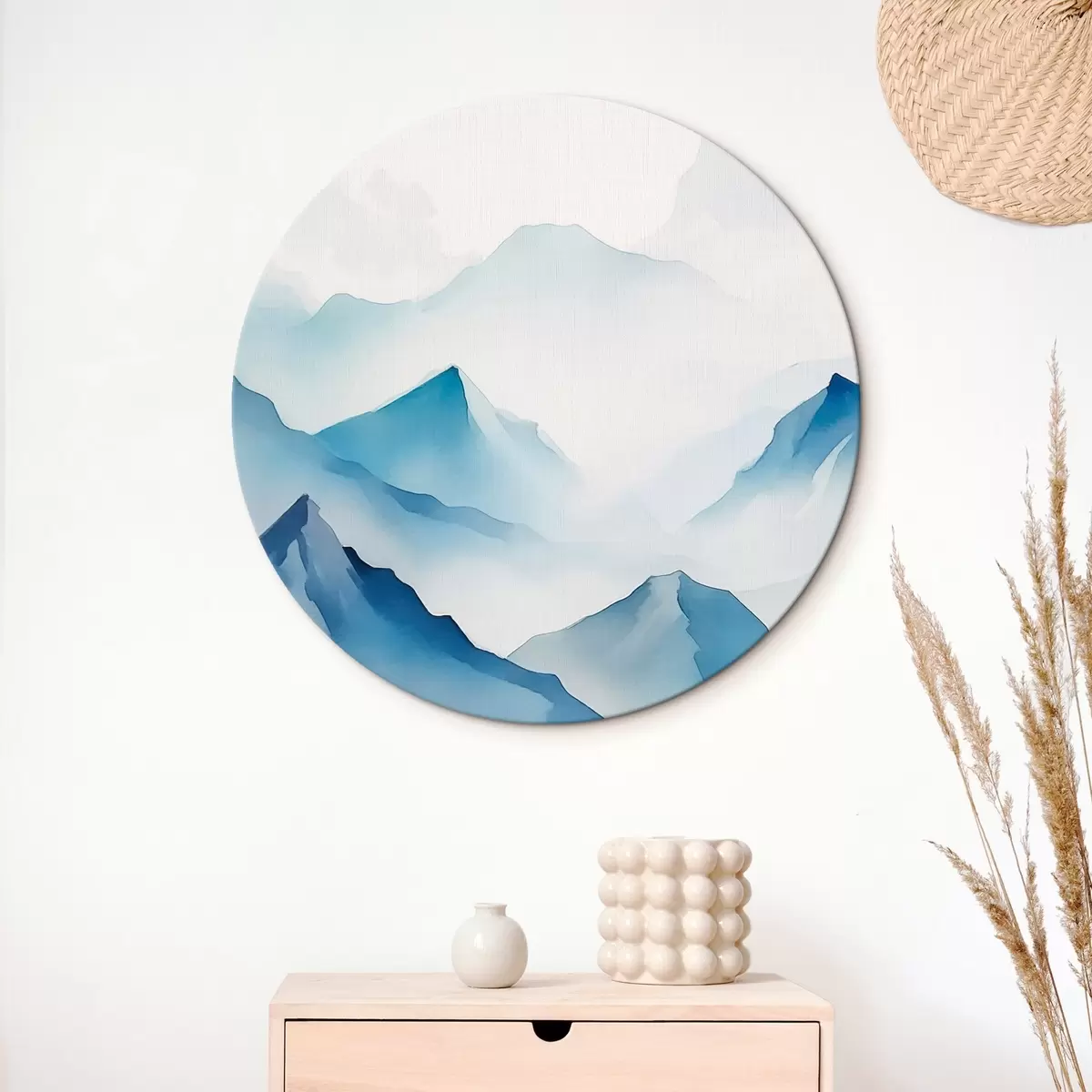Tableaux rondes Montagnes dans le brouillard r45424