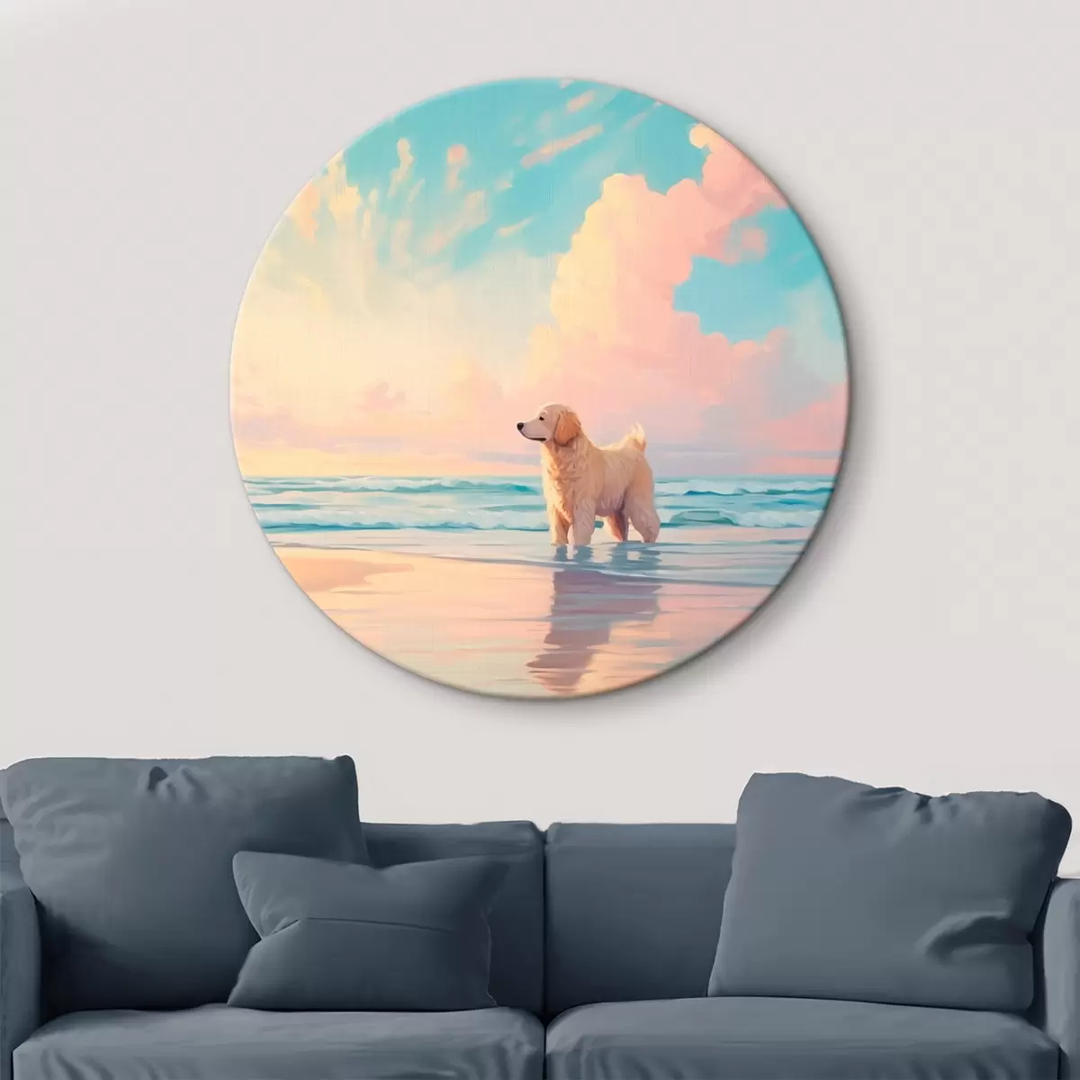 Tableaux rondes Retriever au bord de la mer r45425
