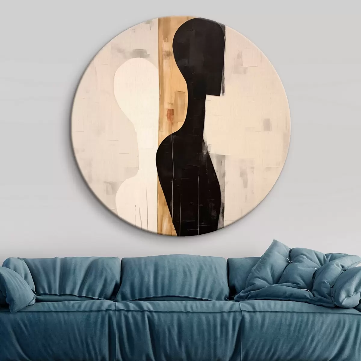 Tableaux rondes Silhouette de deux personnages r45429