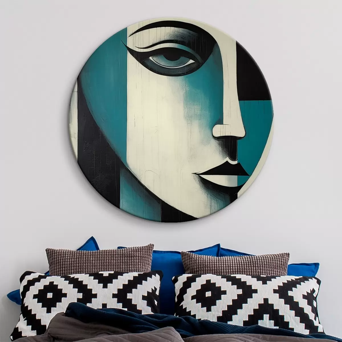 Tableaux rondes Portrait féminin abstrait r45436
