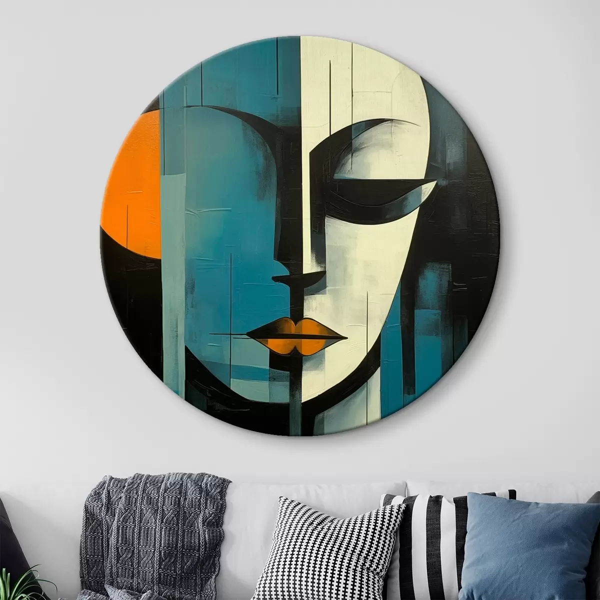 Tableaux rondes Portrait féminin abstrait r45437