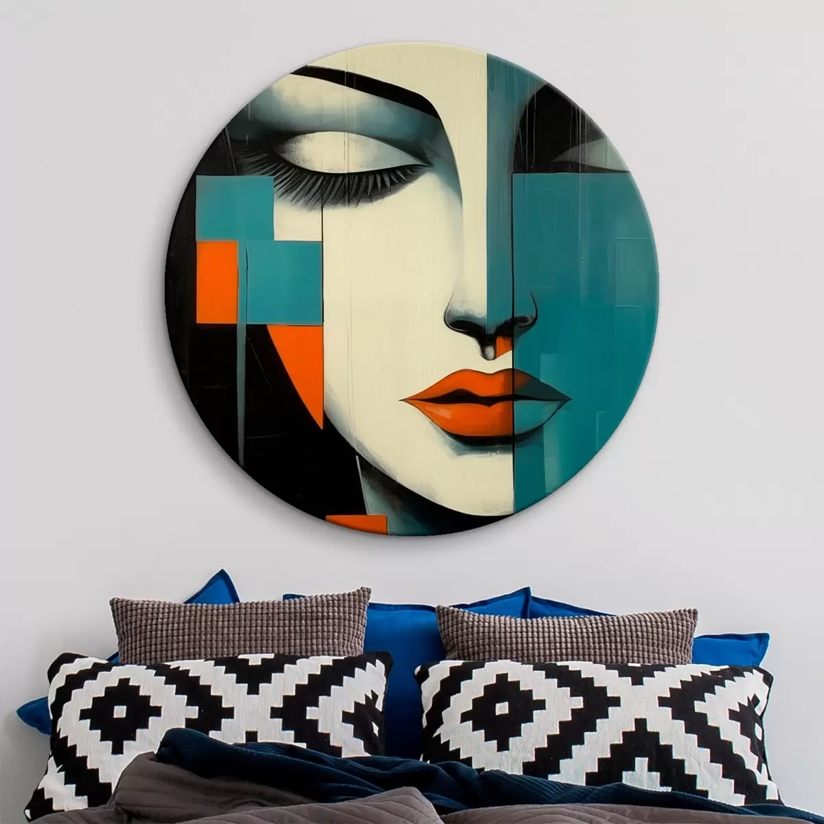 Tableaux rondes Portrait féminin abstrait r45438