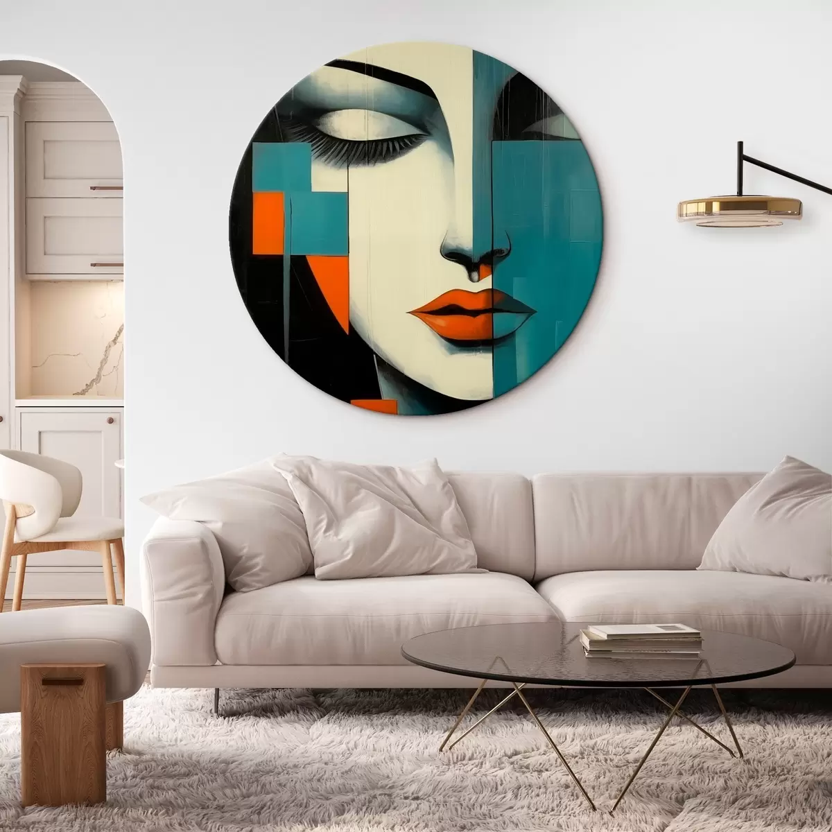 Tableaux rondes Portrait féminin abstrait r45438