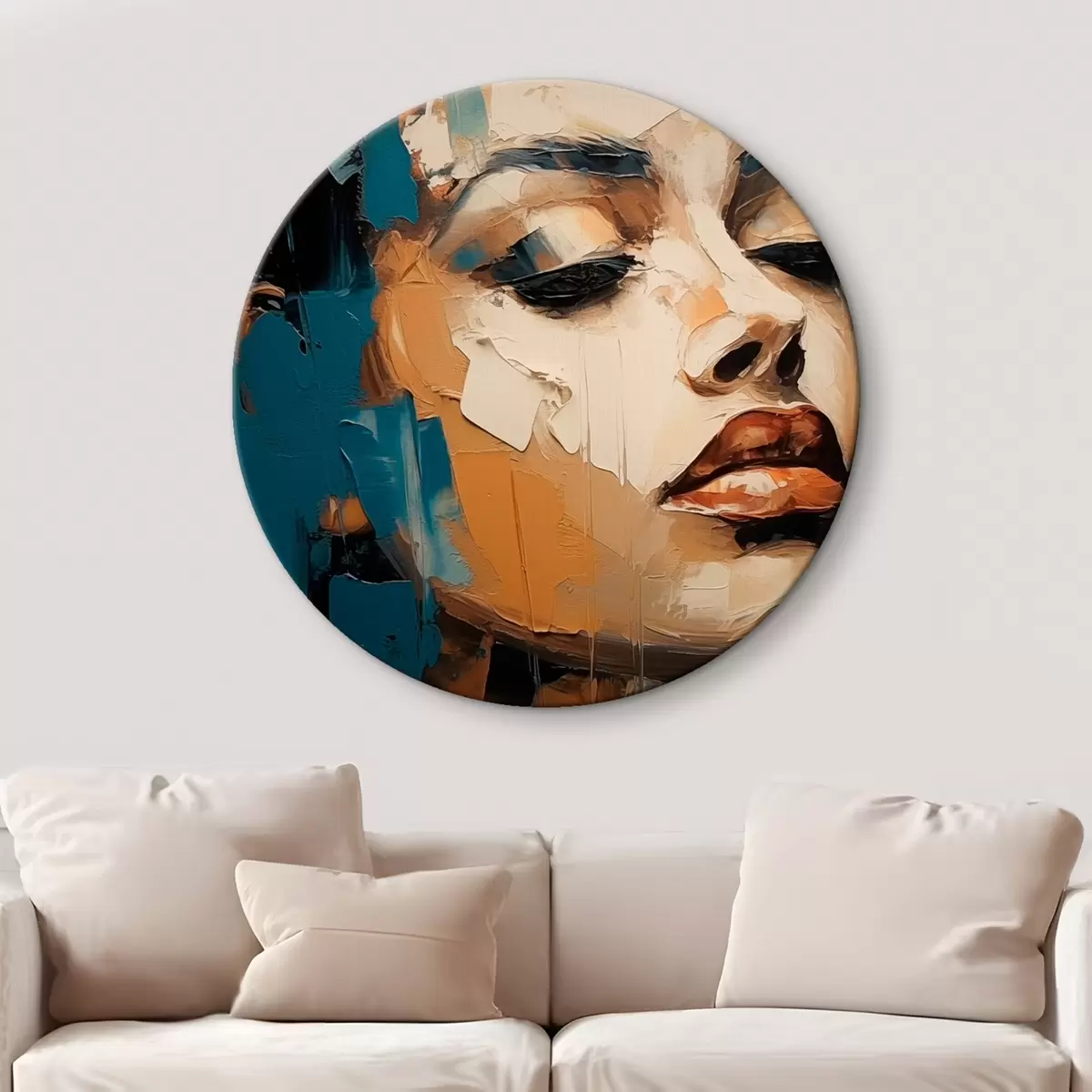 Tableaux rondes Portrait d'une femme aux yeux fermés r45439