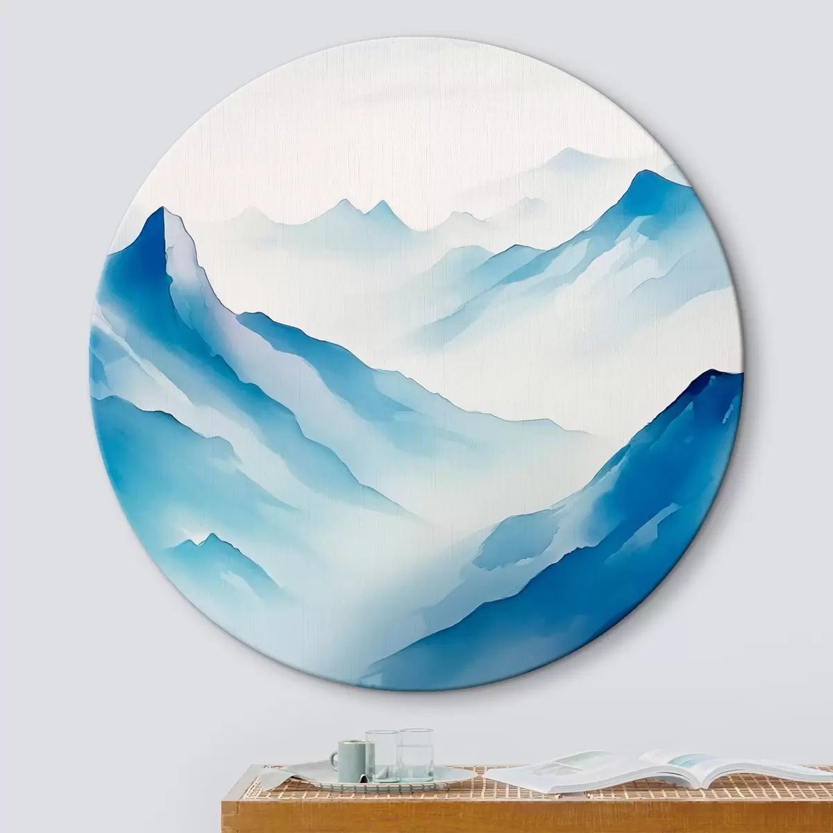 Tableaux rondes Chaînes de montagnes dans le brouillard Géométrie r45445