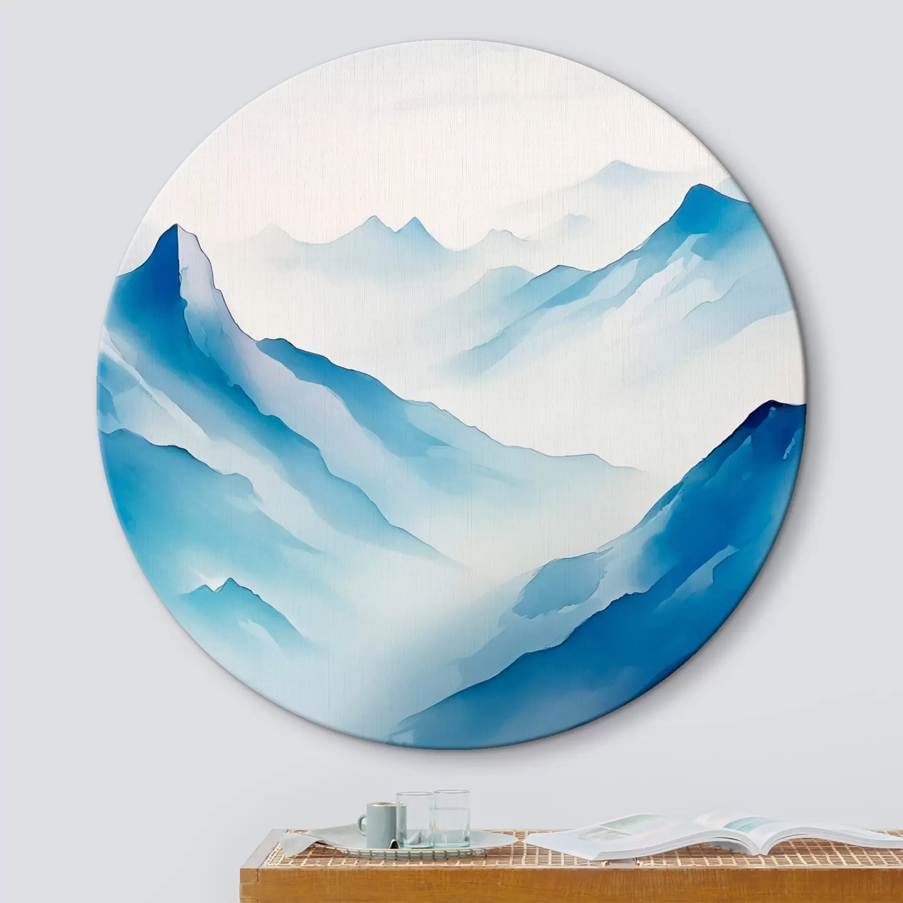 Tableau Chaînes de montagnes dans le brouillard Géométrie r45445