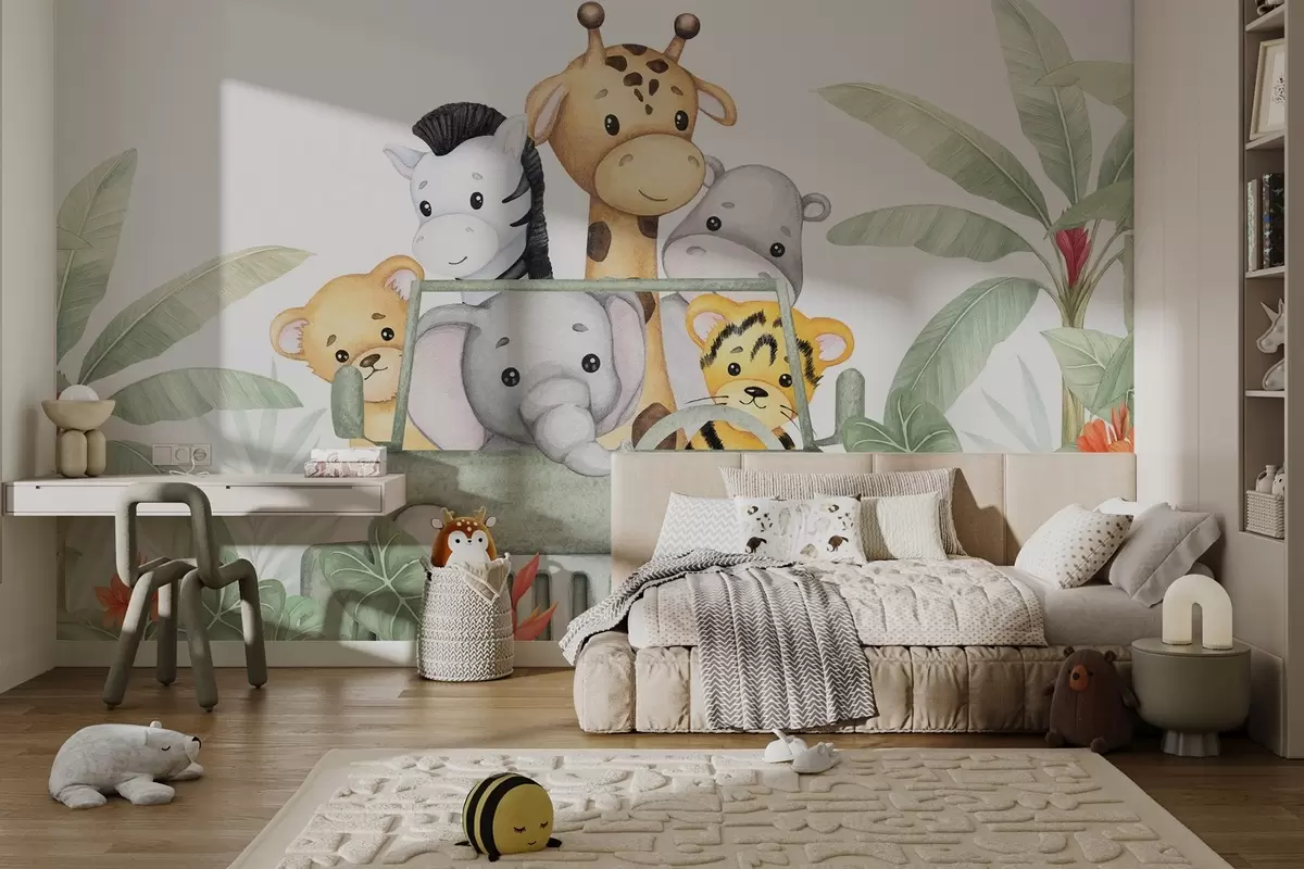 Papier peint Animaux mignons sous les tropiques w04413