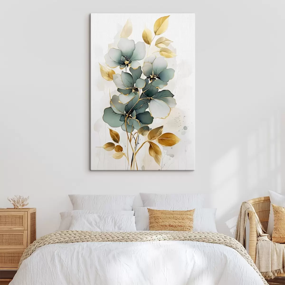 Tableau Branche abstraite avec fleurs et feuilles s45367