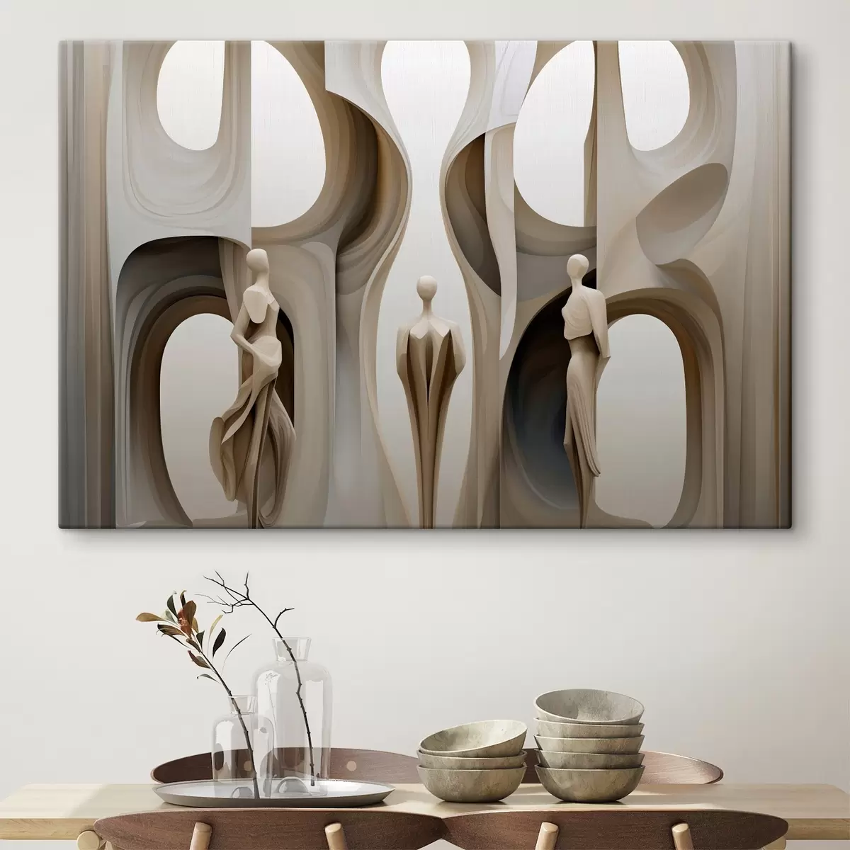 Tableau Abstraction avec des silhouettes s45371