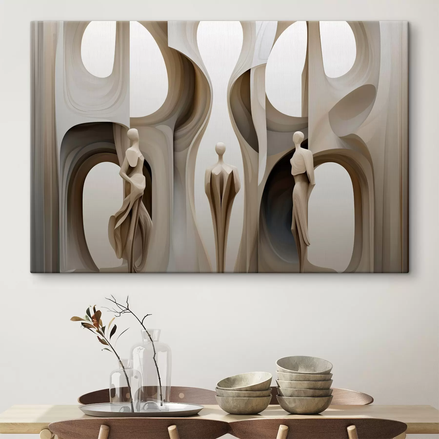 Tableau Abstraction avec des silhouettes s45371