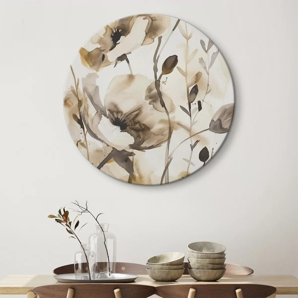 Tableaux rondes Fleurs en style aquarelle r45364