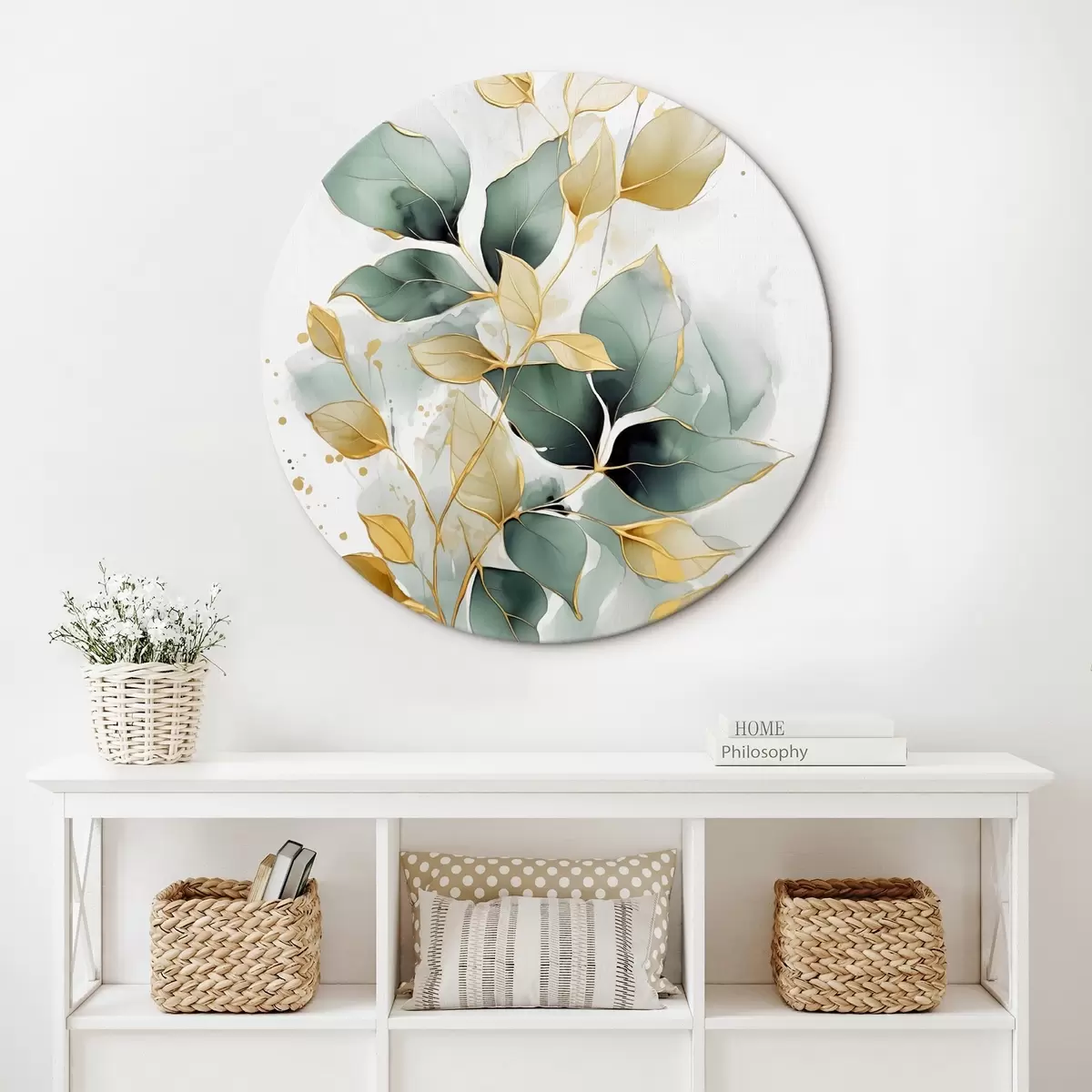 Tableaux rondes Branche abstraite avec des feuilles r45366