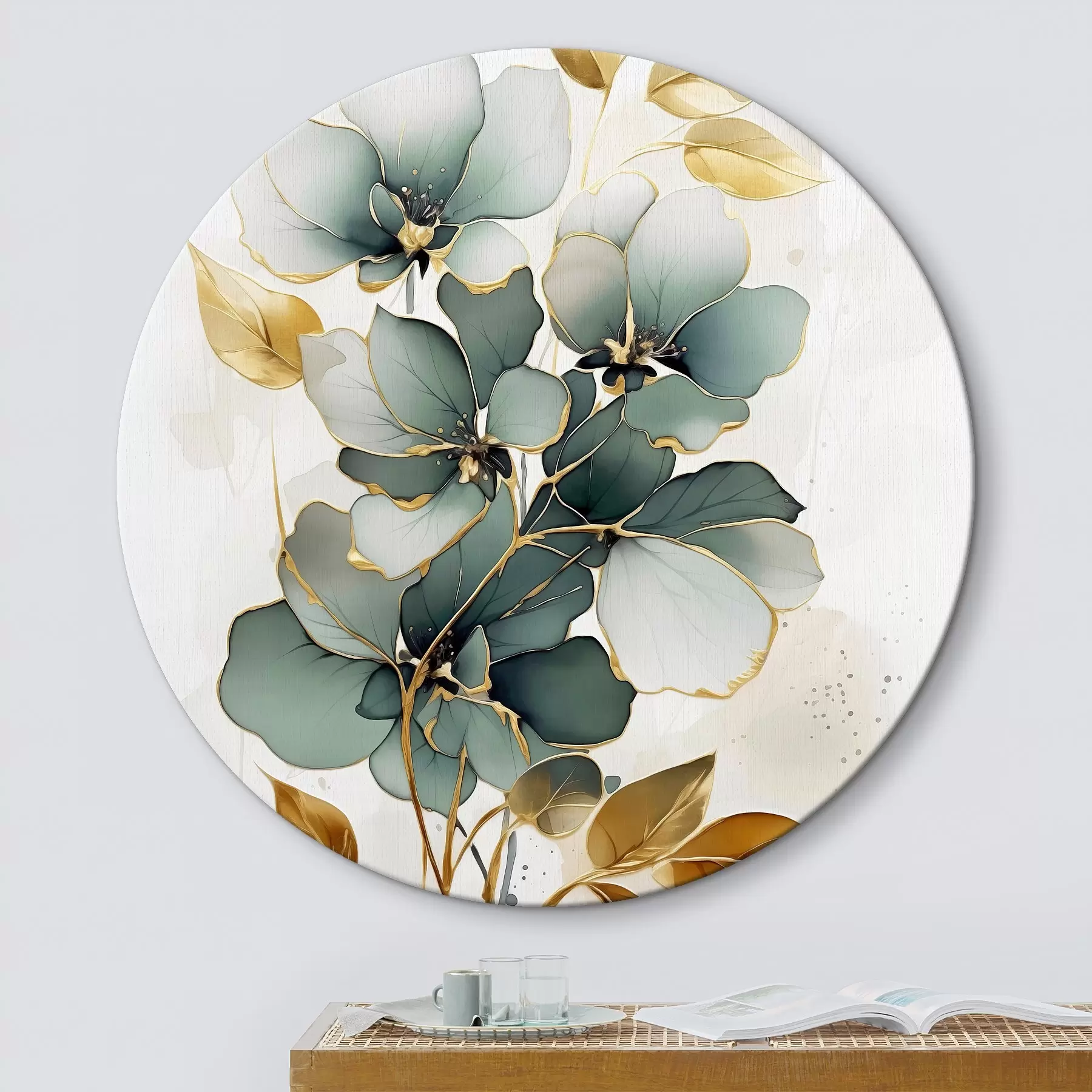 Tableau Branche abstraite avec fleurs et feuilles r45367