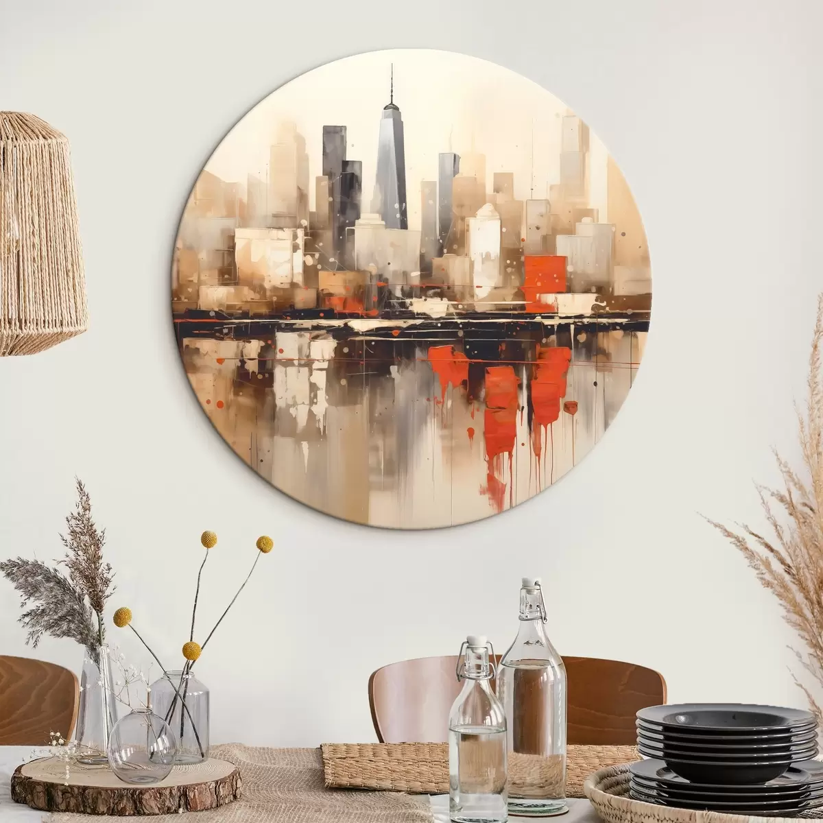 Tableaux rondes Paysage urbain abstrait r45368