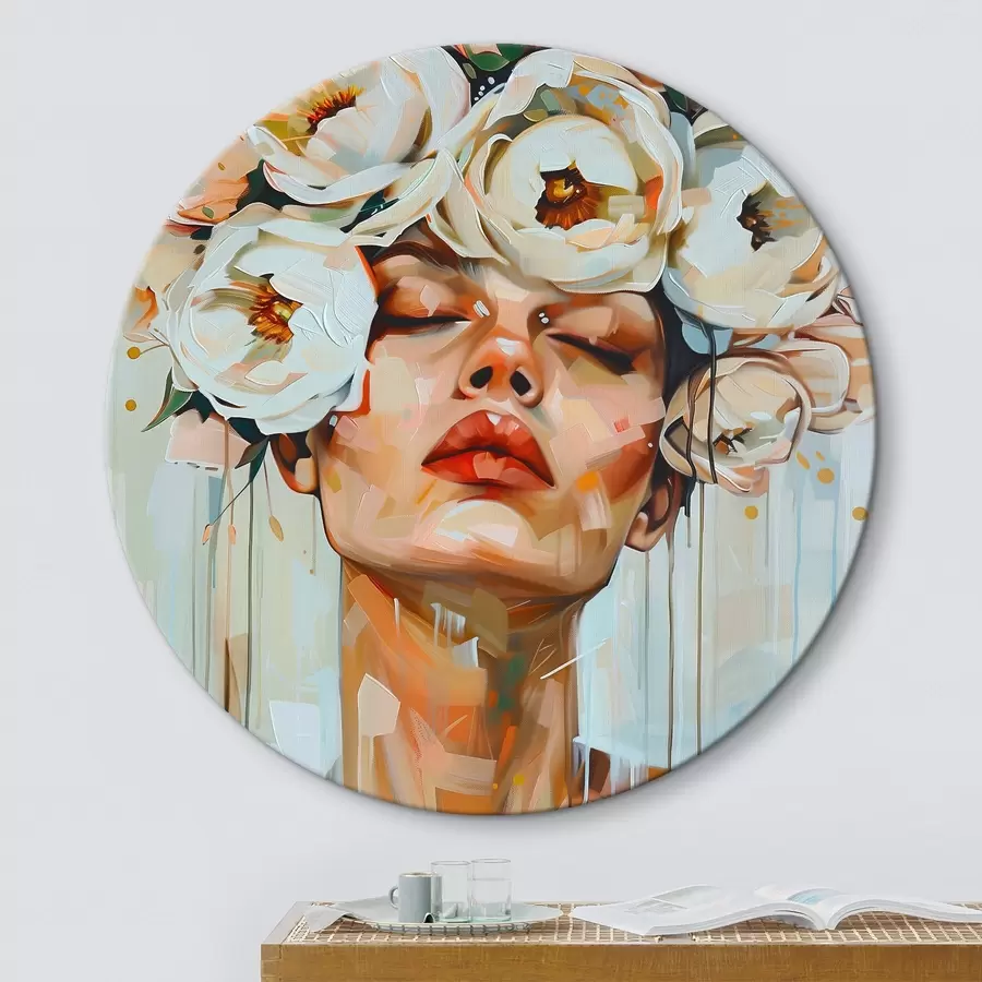 Tableau Portrait d'une femme avec des fleurs r45370
