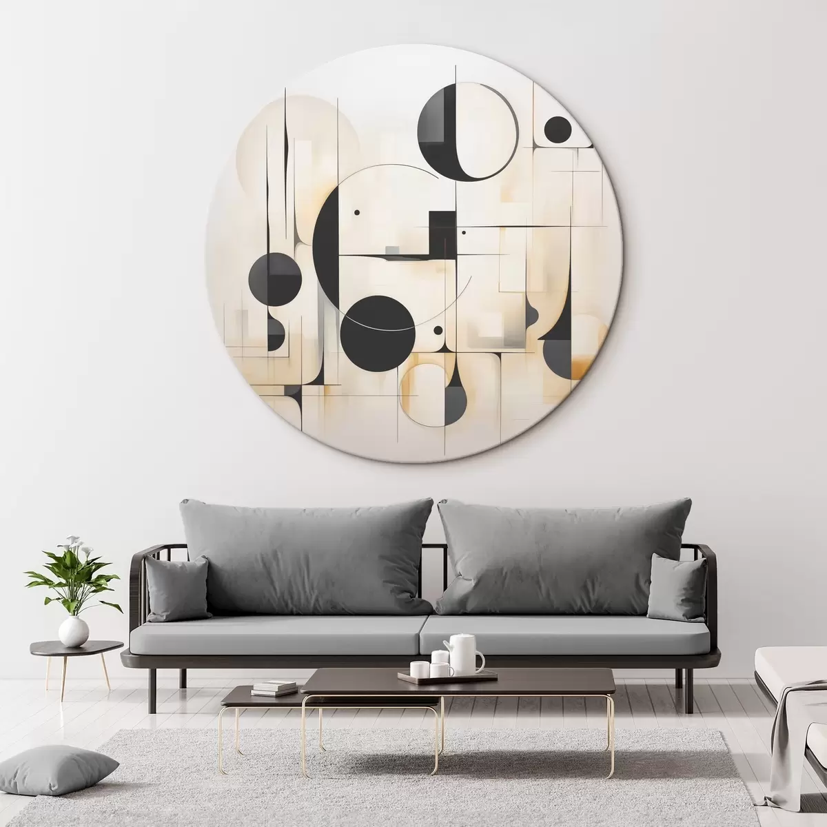 Tableaux rondes Abstraction géométrique r45376