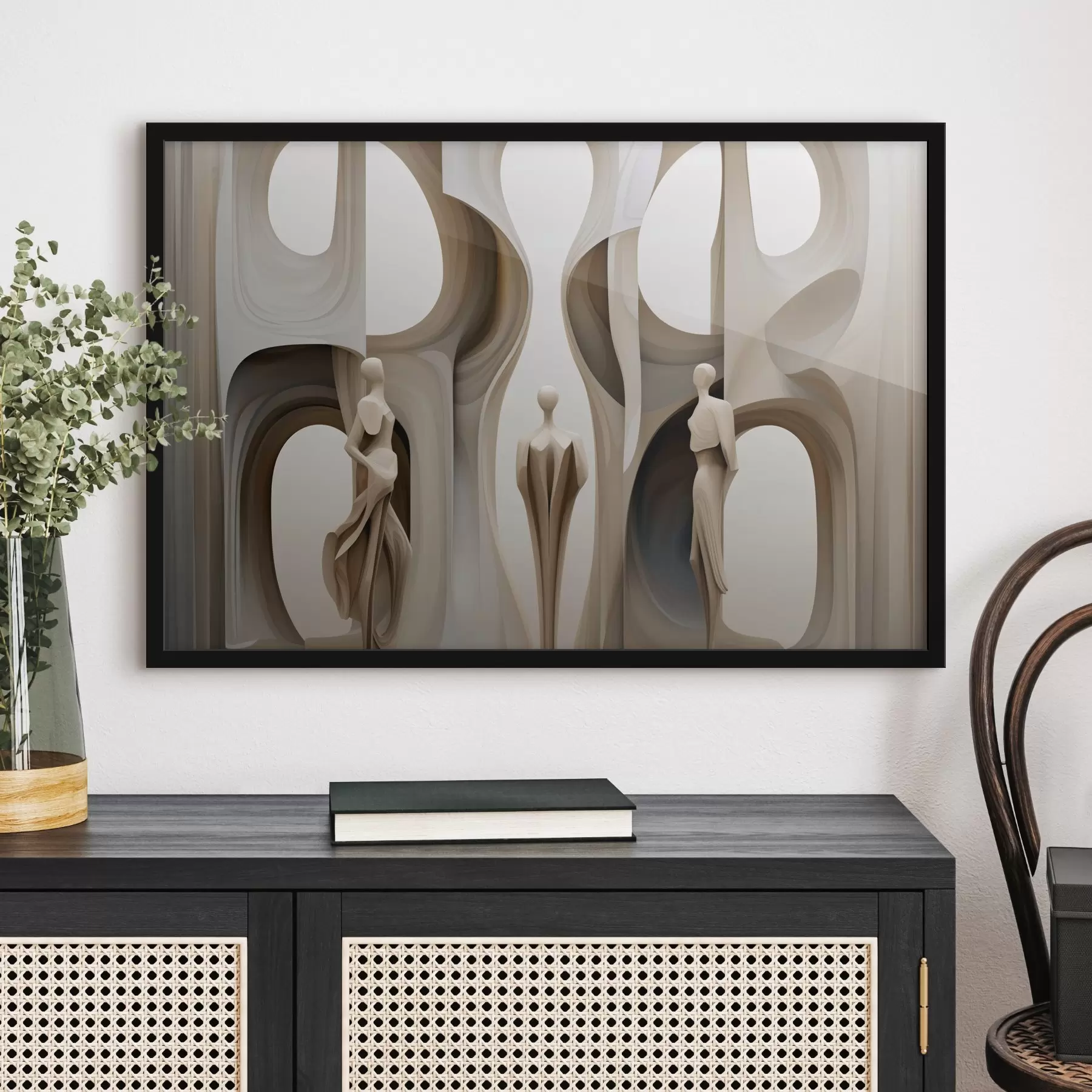 Papier peint Abstraction avec des silhouettes f45371