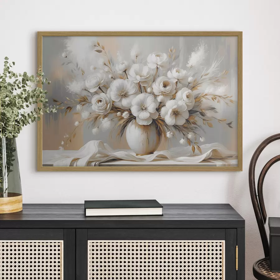 Papier peint Bouquet blanc et drapé f45375