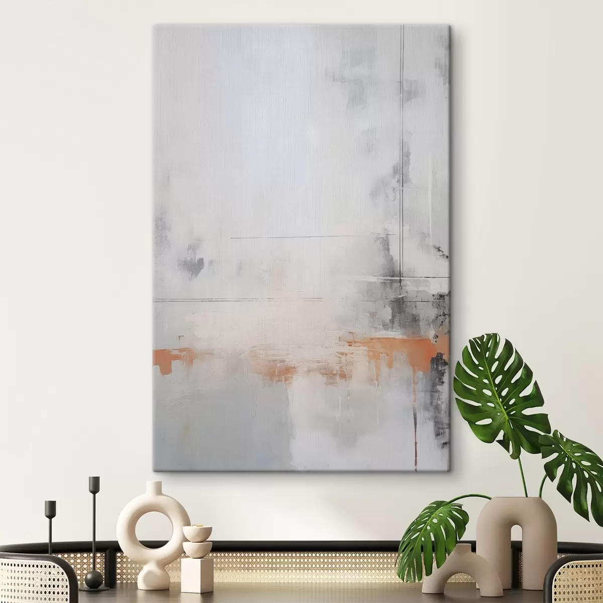 Tableau Abstraction moderne avec imitation de texture usée s45451