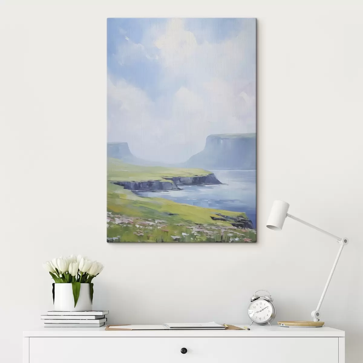Tableau Bord de mer avec les fjords en arrière-plan s45460