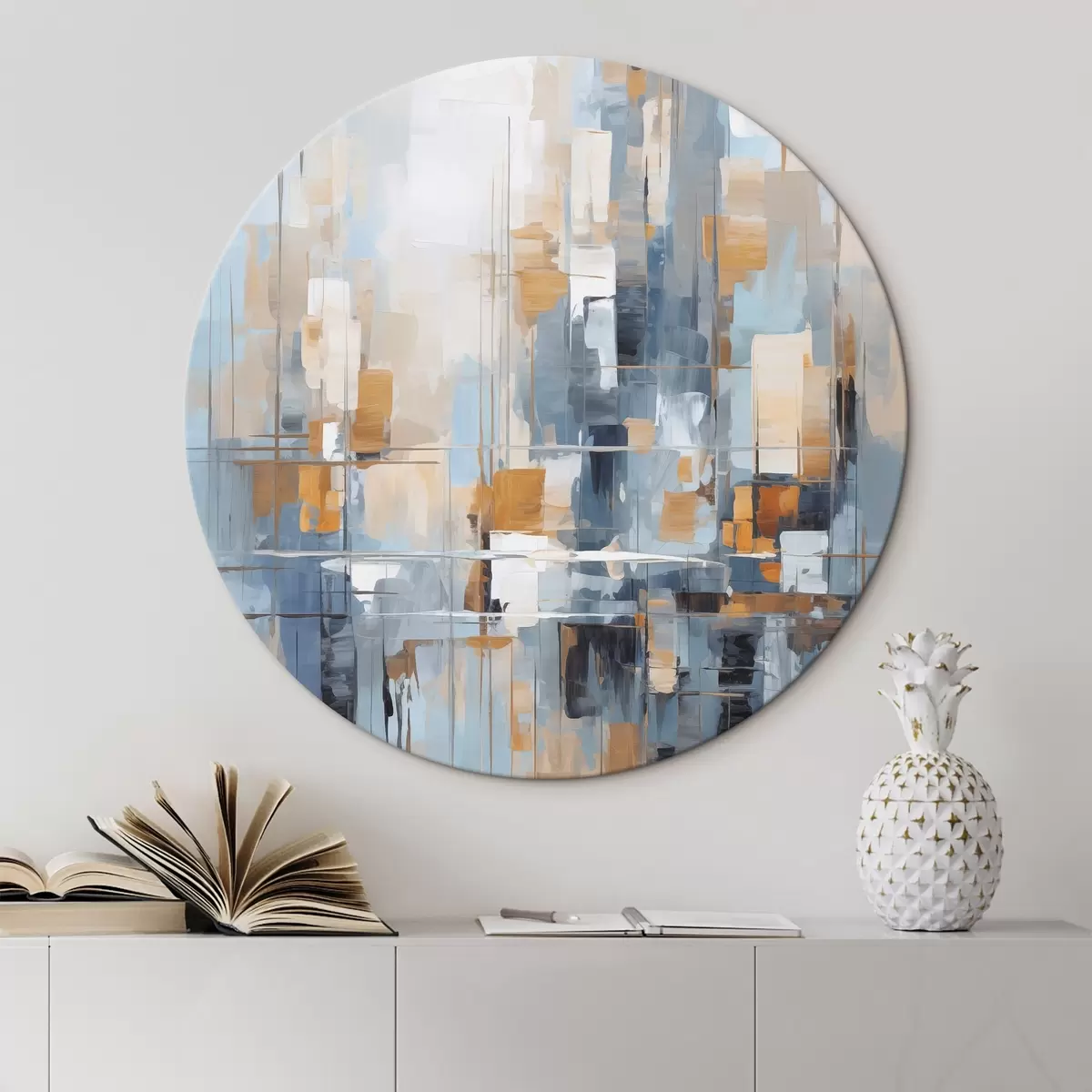 Tableaux rondes Abstraction imitation de coups de pinceau r45455