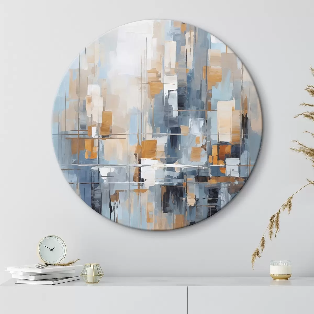 Tableaux rondes Abstraction imitation de coups de pinceau r45455