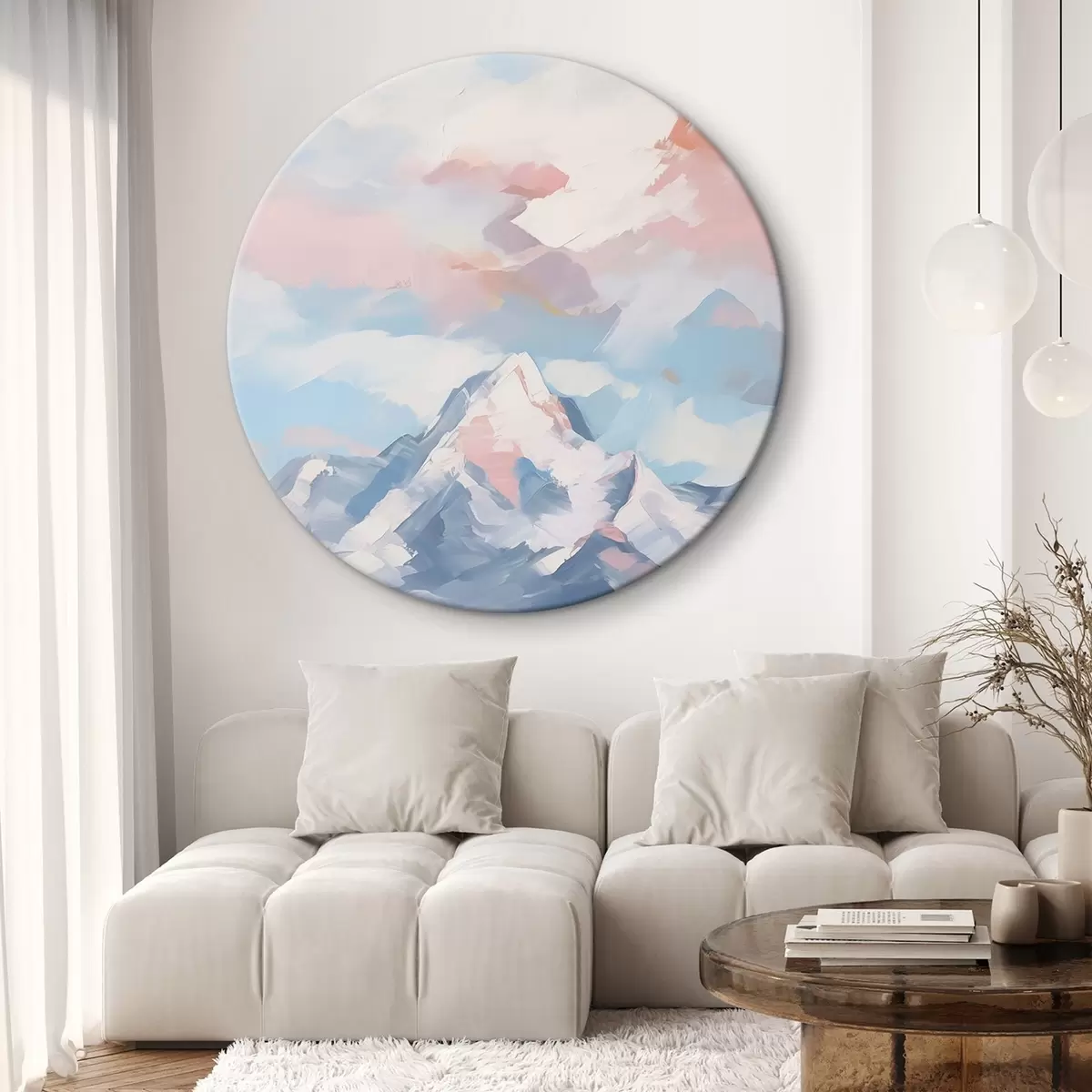 Tableaux rondes Montagne contre le ciel avec des nuages r45458