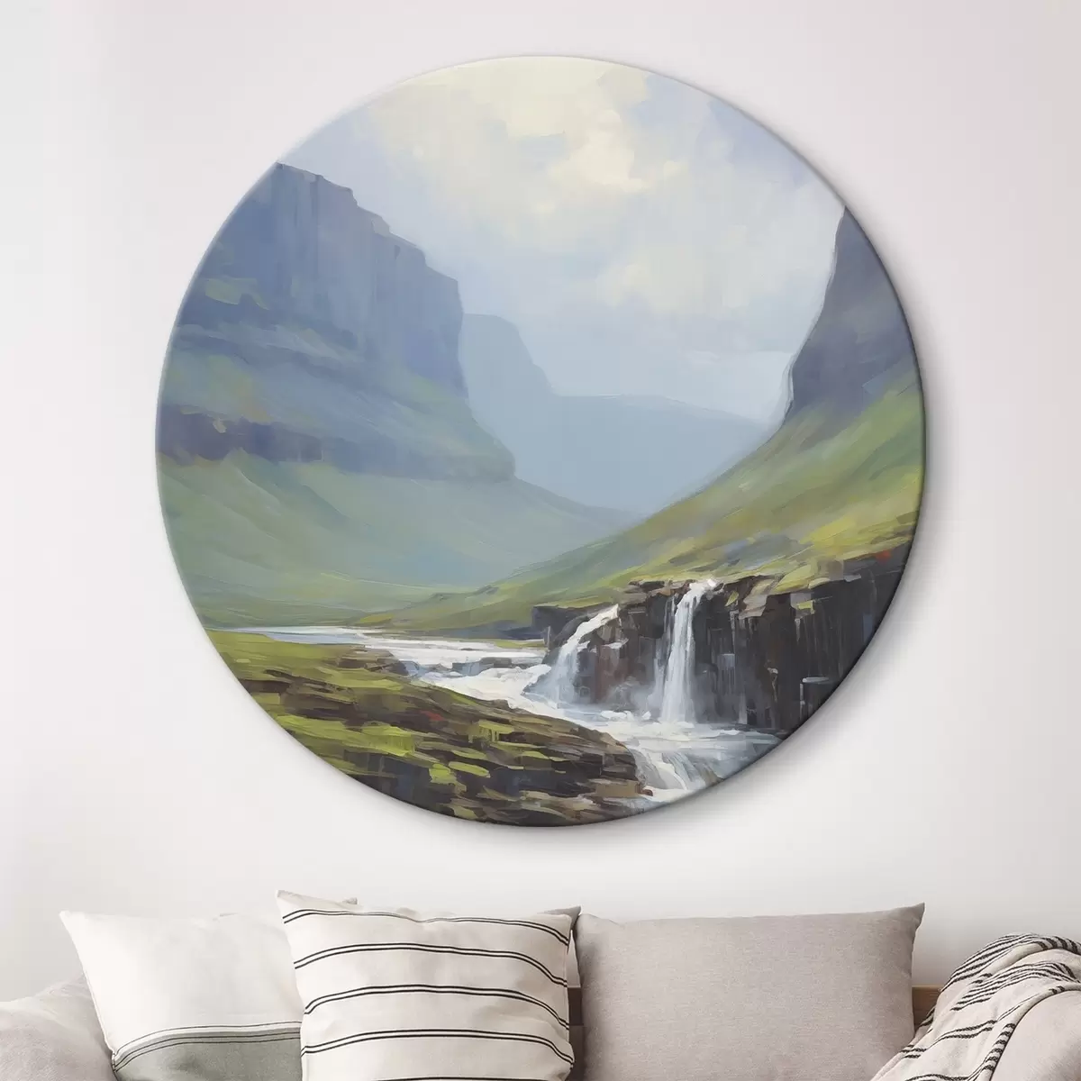 Tableaux rondes Paysage avec une rivière près des fjords r45459