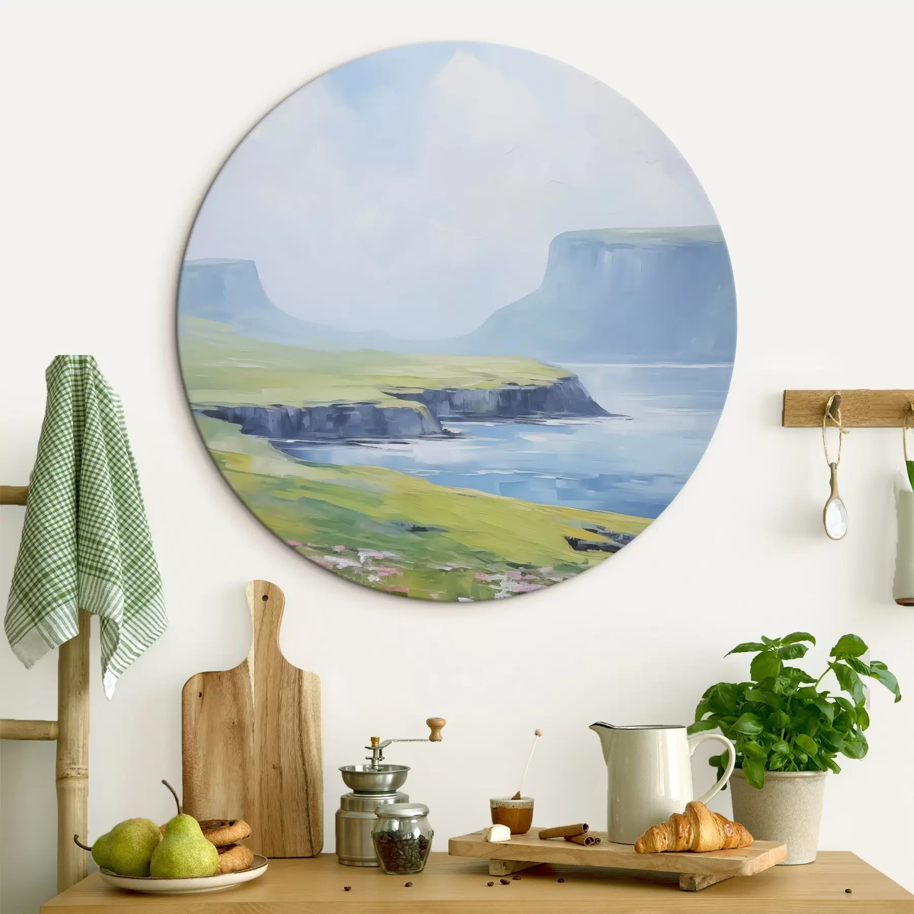 Tableau Bord de mer avec les fjords en arrière-plan r45460
