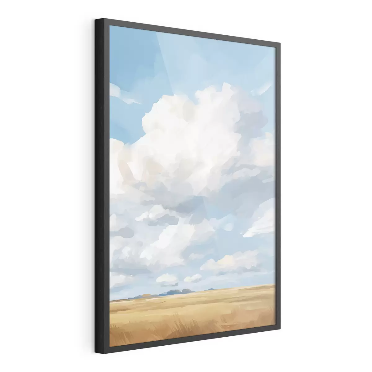 Poster Champ de blé contre le ciel avec d'énormes nuages f45454