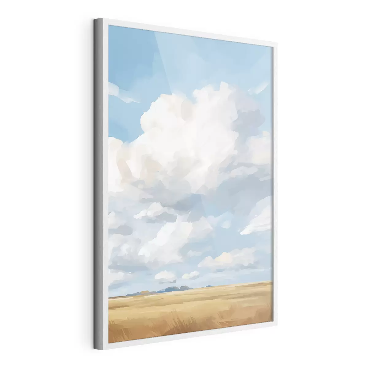 Poster Champ de blé contre le ciel avec d'énormes nuages f45454