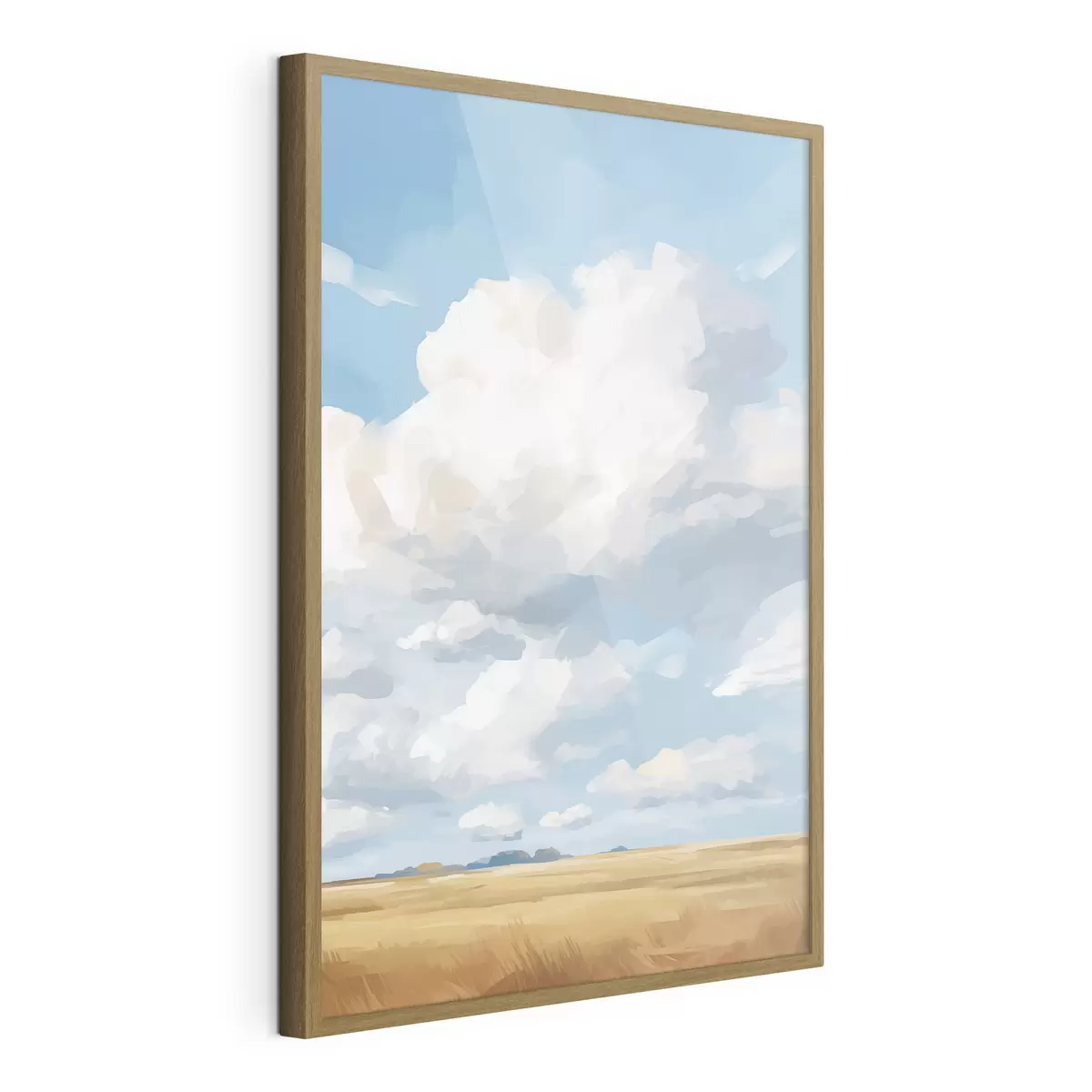 Poster Champ de blé contre le ciel avec d'énormes nuages f45454